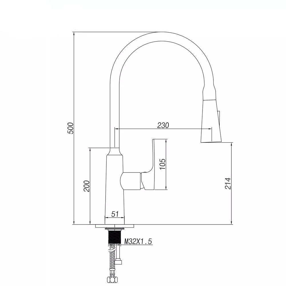 СМ-М ГЕККО с вытяжным изливом GH-6074-MB ЧЕРНЫЙ 