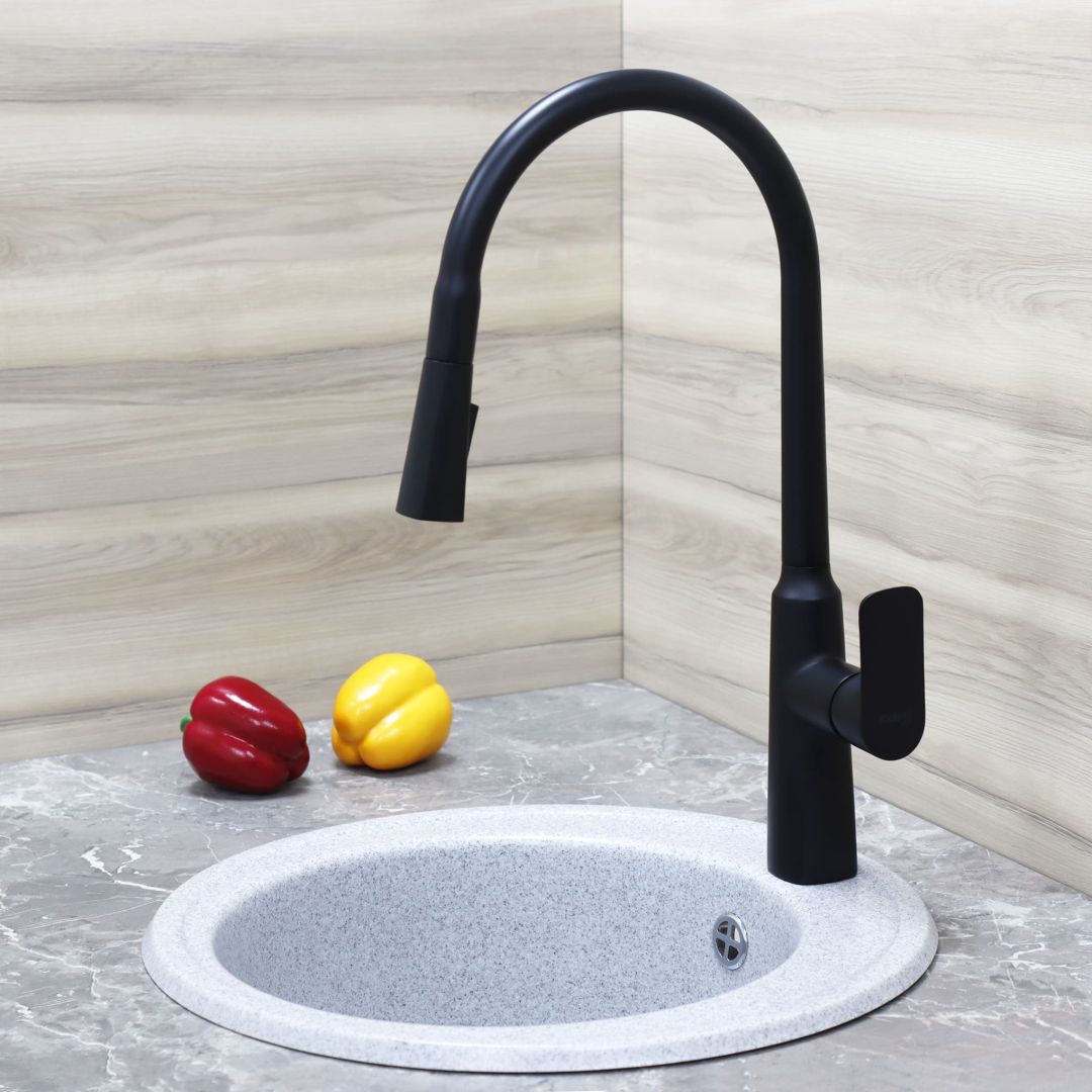 СМ-М ГЕККО с вытяжным изливом GH-6074-MB ЧЕРНЫЙ 