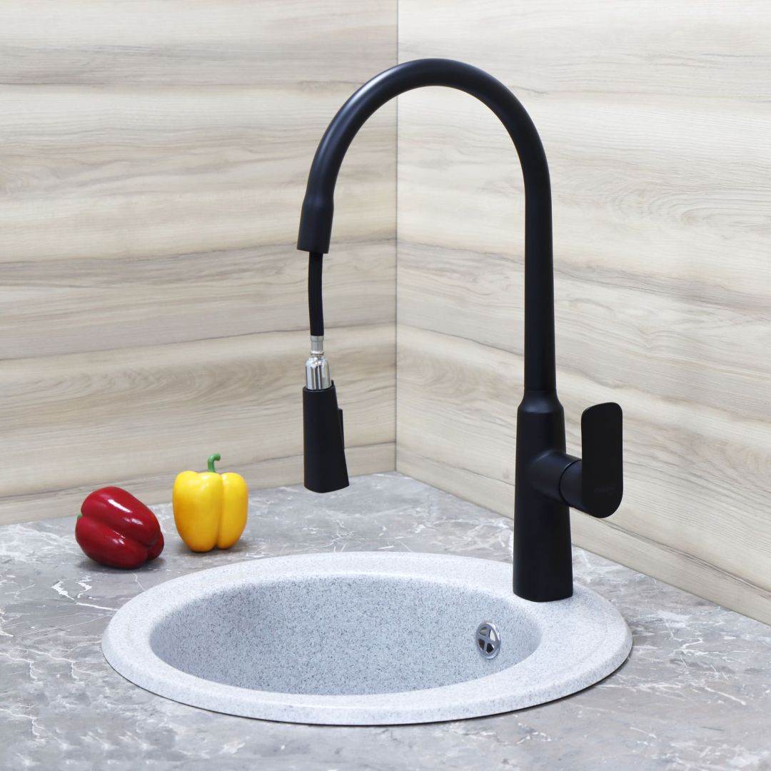 СМ-М ГЕККО с вытяжным изливом GH-6074-MB ЧЕРНЫЙ 
